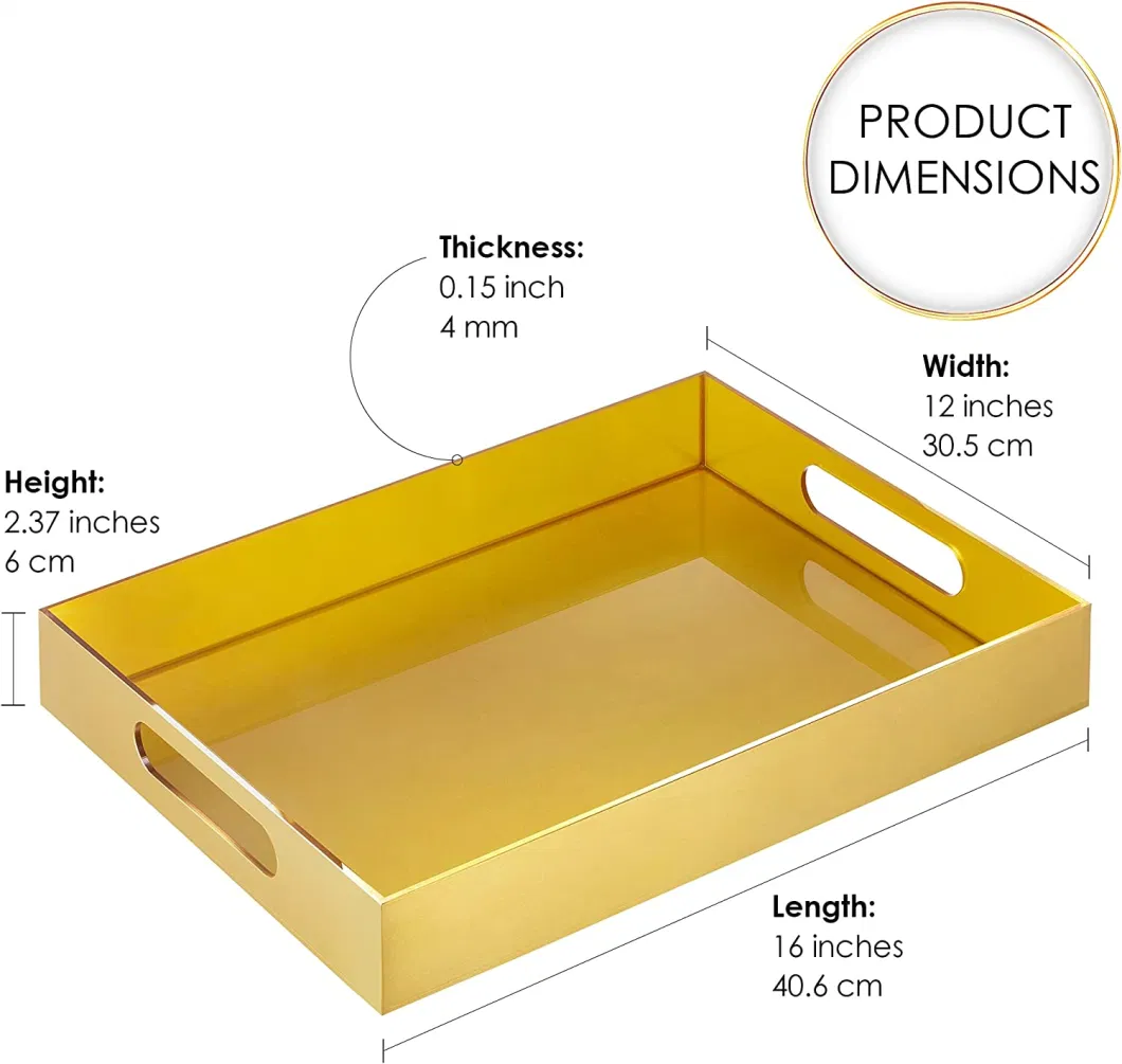 ISO BSCI Factory Custom Clear Acrylic Serving Tray with Handle