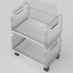 Carro rodante acrílico desmontable y ensamblable, carrito de almacenamiento de cocina multicapa móvil transparente de plástico