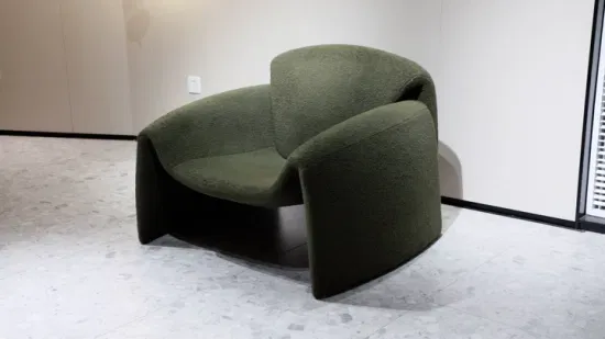 Moderno verde Teddy Boucle tela de cuero de terciopelo único sillón de salón de ocio acento de diseñador Le Club Chair para muebles de sala de estar en casa